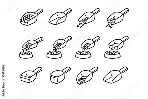 Scoop targeting feeding lip vector detail icon clean pet food modern