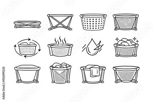Clean mesh material surface storage vector silhouette icons functional laundry icon foldable