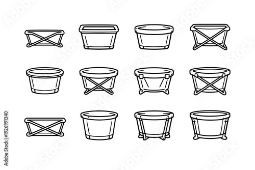 Focus icon standing form reliable basket silhouette vector structured laundry durability foldable