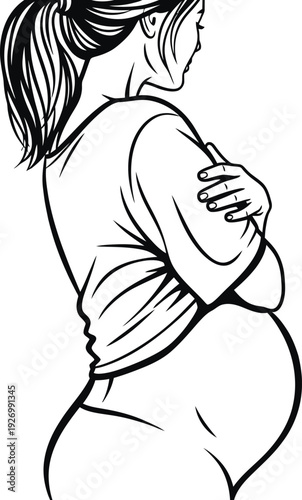 Pregnant woman in a contemplative pose