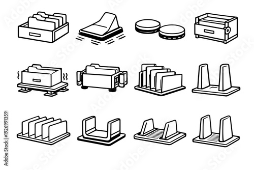 Drawer feature pads silhouette base stable vector icon icons outline separation modern