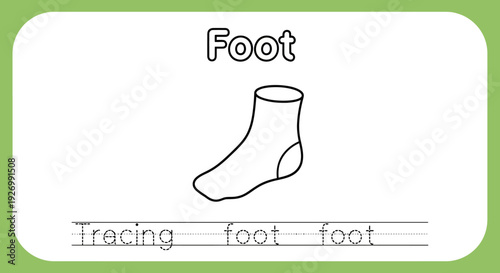 Foot tracing worksheet for kids with sock