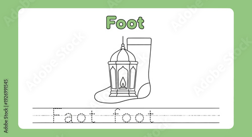 Foot tracing worksheet for kids, learning activity
