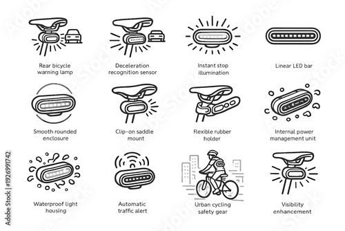 Saddle vector safety instant icon housing recognition warning waterproof bike traffic urban