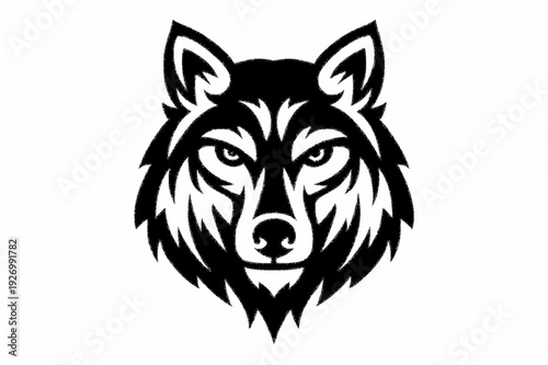 Stylized Black and White Wolf Head Mascot Logo Illustration