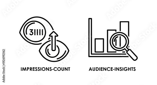 Impressions Count and Audience Insights Icons for Marketing, Analytics, and Digital Performance