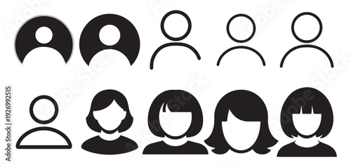 Diverse male and female user profile silhouette icons for community. vector illustration eps 10