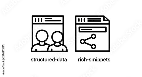 Structured Data and Rich Snippets Icons: SEO Optimization, Search Engine Visibility, and Website Information Enhancement Concept