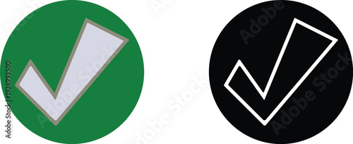 Modern tick icon in green and black colour, Checkmark icon set checkmark right symbol vector Illustration.
