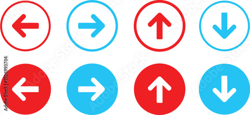 Colorful direction arrows signs blue