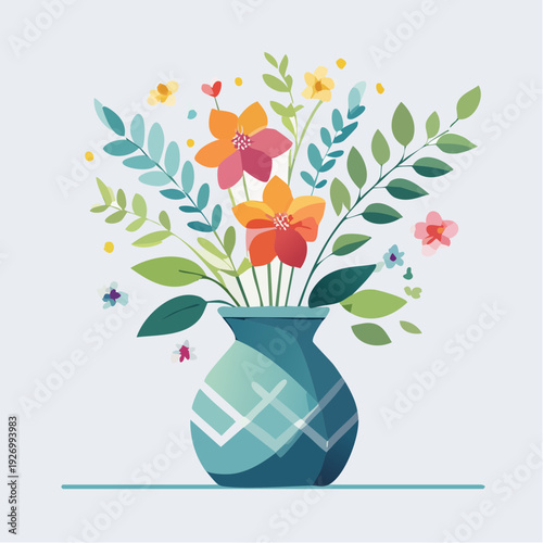 Beautiful floral arrangement of colorful flowers in a decorative vase