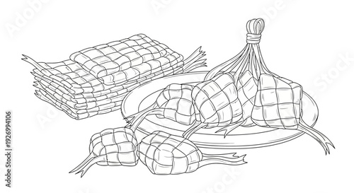 Sambal ingredients on plate with fresh leaves and spices