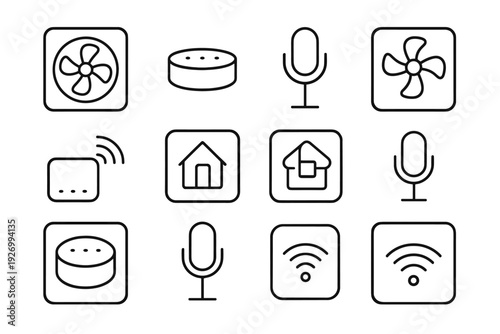 Icons icon geometry smart home aesthetic device casing wireless vector controller form