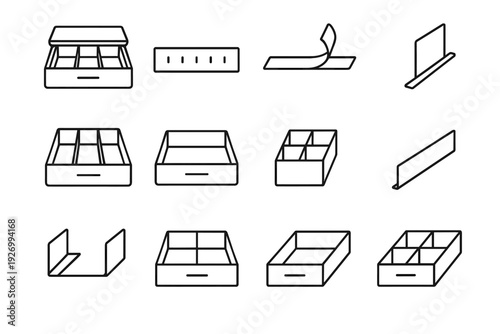 Adhesive clean separator form simple icon drawer partition silhouette vector icons organizer