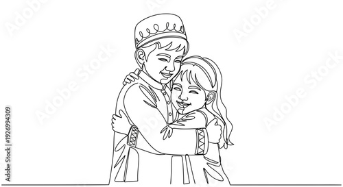 Happy children sharing a warm hug with joyful expressions