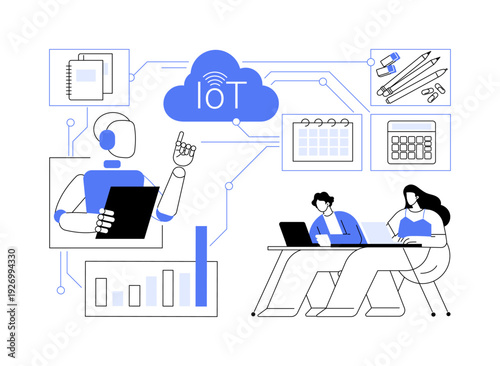 IoT-Enabled Office Supply Management abstract concept vector illustration.