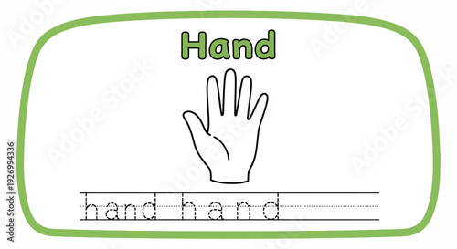 Handwriting practice worksheet for kids. Hand tracing.