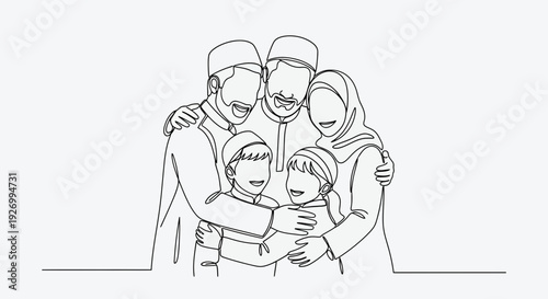 Happy Muslim family embracing together with love and joy