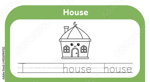 House coloring page for kids, cute cartoon home