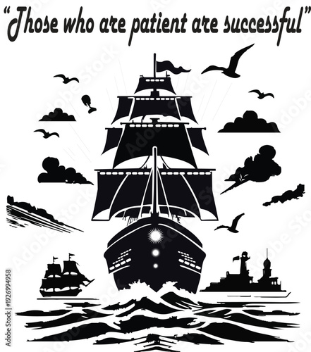 pirate ship silhouette vector