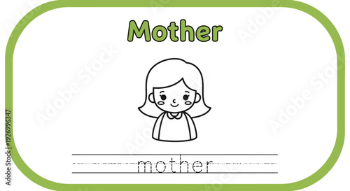 Mother tracing worksheet for kids learning to write
