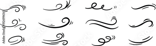 wind flowing line sketch captured in graceful swirling line sketches vector Illustration.