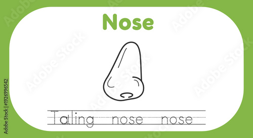 Nose tracing worksheet for kids learning