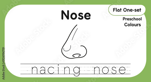 Nose tracing worksheet for preschool education