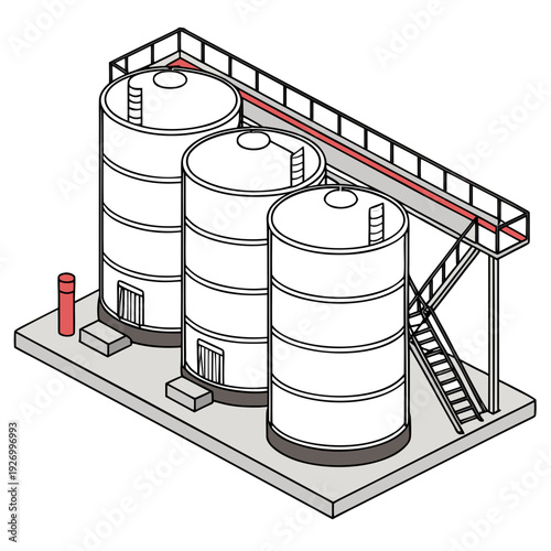 Industrial storage tanks with conveyor belt