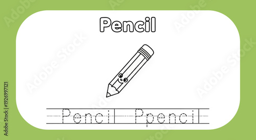 Pencil tracing worksheet for kids. Handwriting practice.