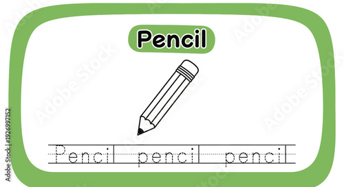 Pencil writing practice worksheet for kids