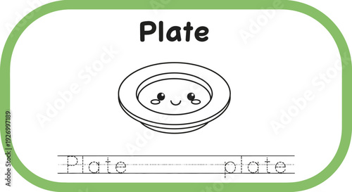 Plate coloring page for kids education