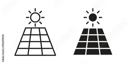 Solar panel icon vector on trendy design. Outline vector stock illustration.