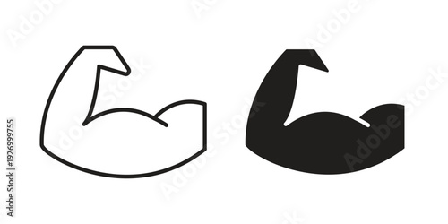 Strong arm icon vector on trendy design. Outline vector stock illustration.