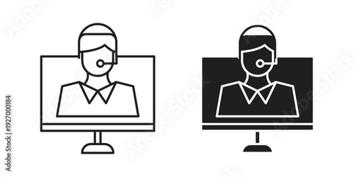 Tech support icon vector on trendy design. Outline vector stock illustration.