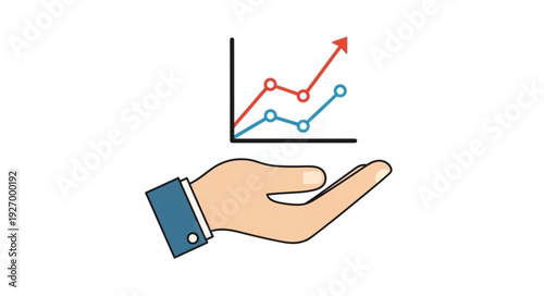 Hand holding a graph showing financial growth and business success.