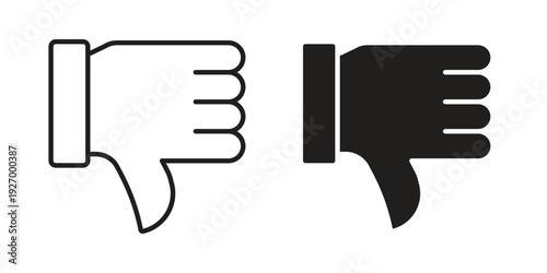 Thumb down icon vector on trendy design. Outline vector stock illustration.