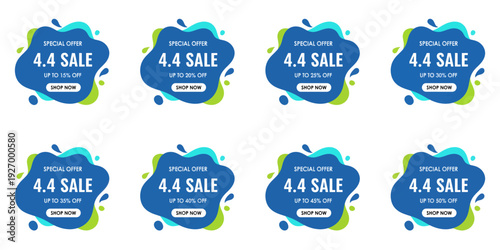 Eight identical sale labels with 4.4 label promotion displayed on a clean white background