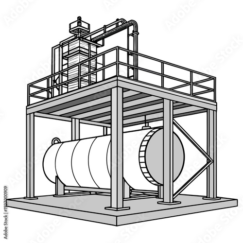 Industrial storage tank facility with elevated platform