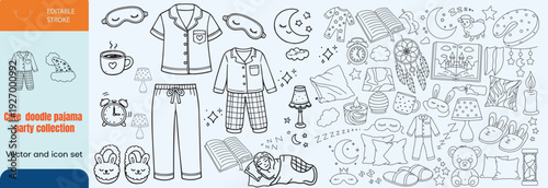 Cute doodle pajama party collection vector