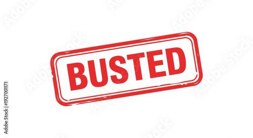 A vibrant red rubber stamp displaying the word busted signifying disapproval or failure silhouette high quality professional detailed