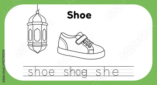 Shoe tracing worksheet for kids learning
