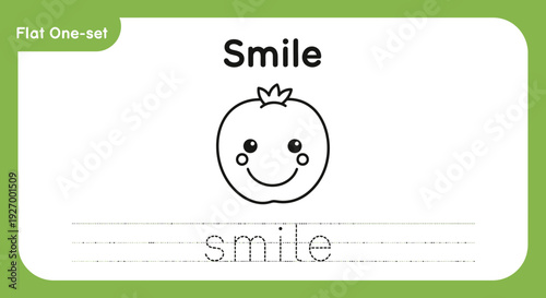 Smile tracing worksheet for kids with cute fruit