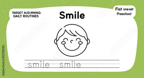 Smile worksheet for kids, preschool learning