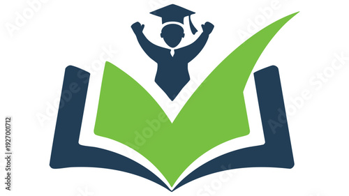 Graduation celebration with an open book symbolizing academic achievement and success