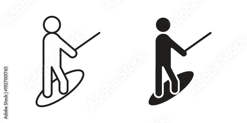 Wakeboarding icon vector on trendy design. Outline vector stock illustration.