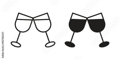 Wine toast icon vector on trendy design. Outline vector stock illustration.