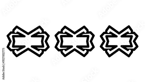 Modern Abstract Geometric Interlocking Shapes in Black and White Minimal Line Art Style for Creative Graphic Design and UI Elements