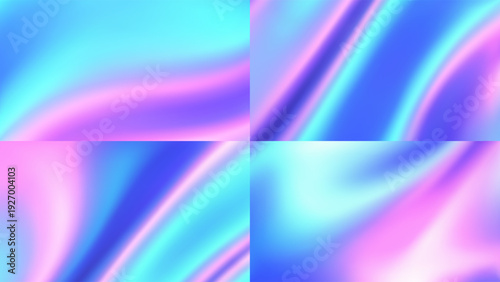 Abstract mesh gradient backgrounds iridescent blue pink wave surfaces