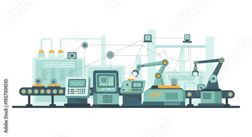 Industry 4.0 Smart Factory Automation: Robotic Arms, Conveyor Belt & Digital Control System